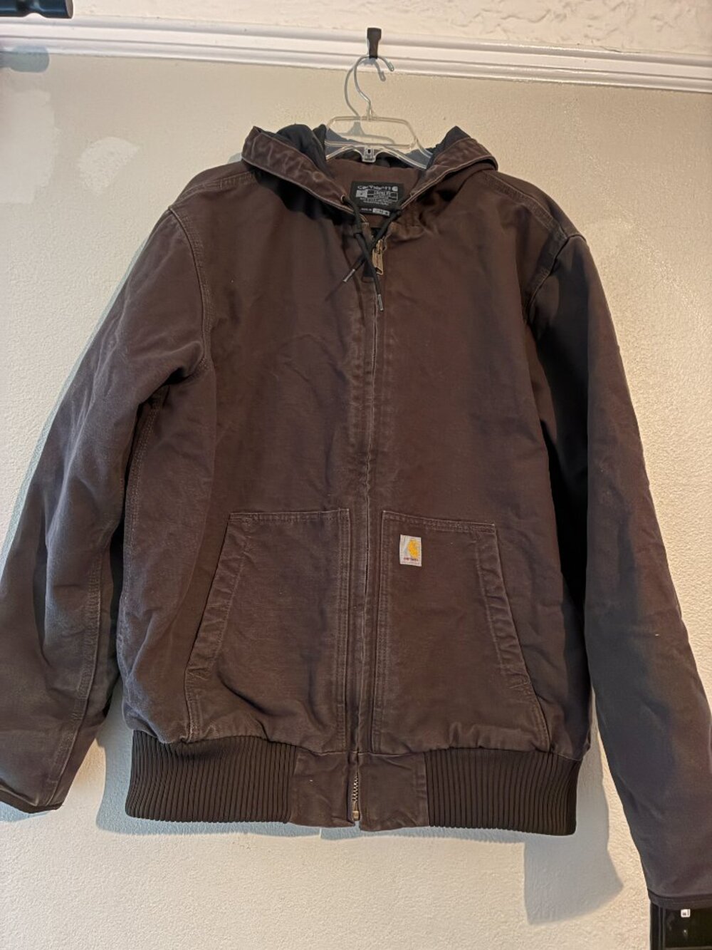Carhartt J130-M Brown Duck Active Jacket Hooded Quilted L